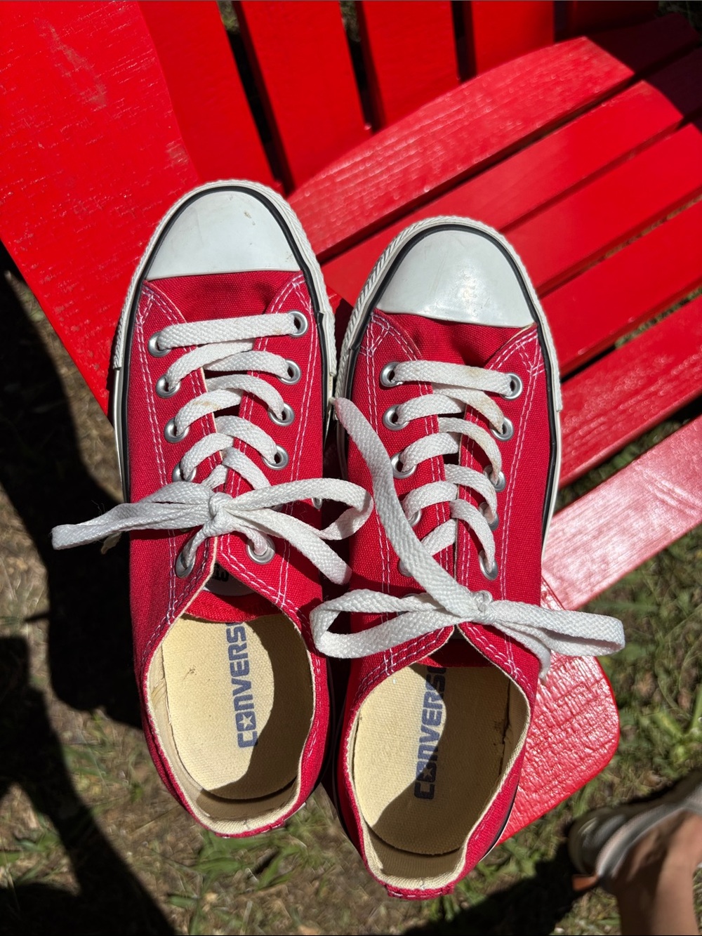 Converse Red Low-Top Canvas Sneakers with White Accents - Picture 1 of 2